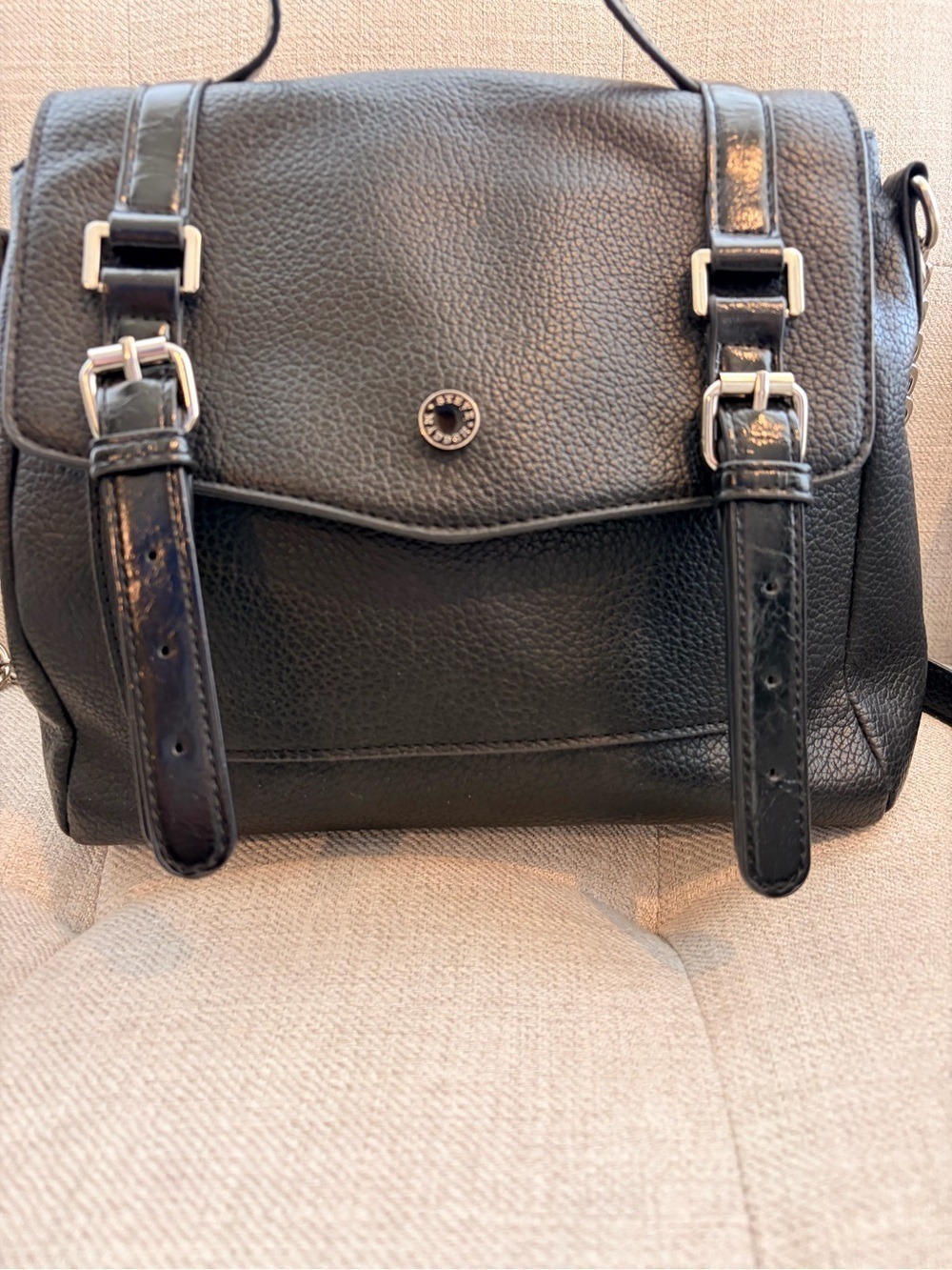 Steve Madden Black Satchel Crossbody Bag Silver Hardware